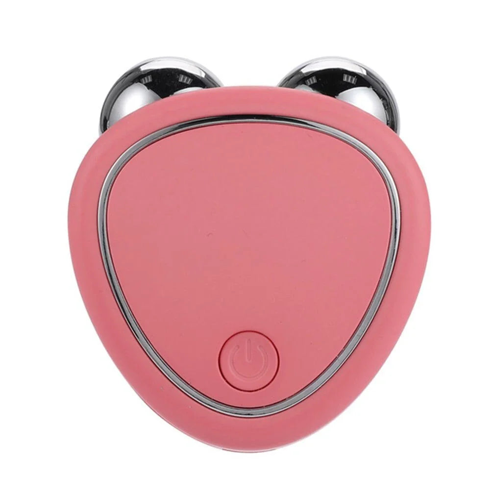 Portable facial beauty massager with dual rollers for lifting, toning, and reducing puffiness