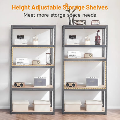 Black five-shelf floor display storage stand measuring 180cm tall