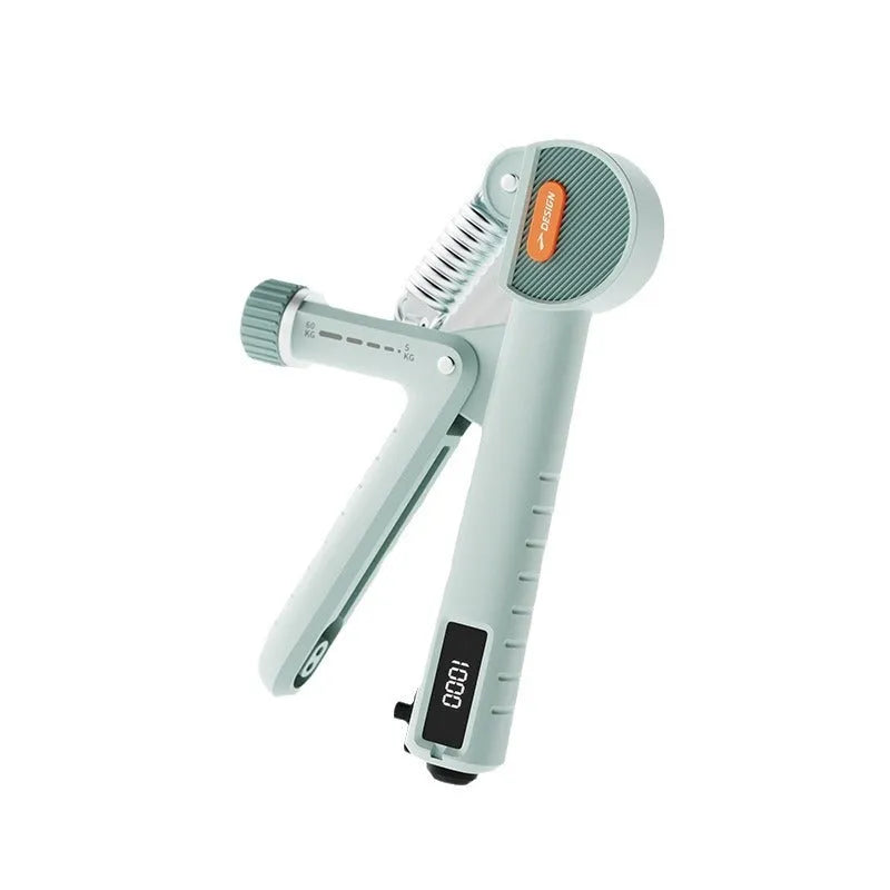 Adjustable count spring hand gripper in black, white, or green ABS plastic.