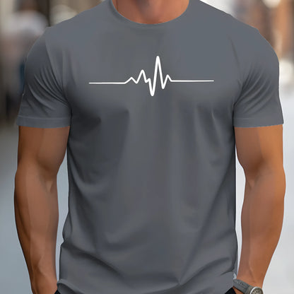 Men's loose fit short sleeve 3D print sports t-shirt in a polyester blend fabric.
