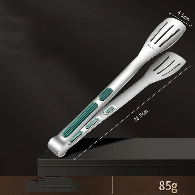 Stainless steel kitchen tongs with silicone handle for cooking and grilling