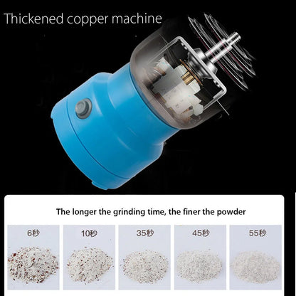 Versatile stainless steel grain grinder with transparent cover for milling flours, coffee beans, and spices