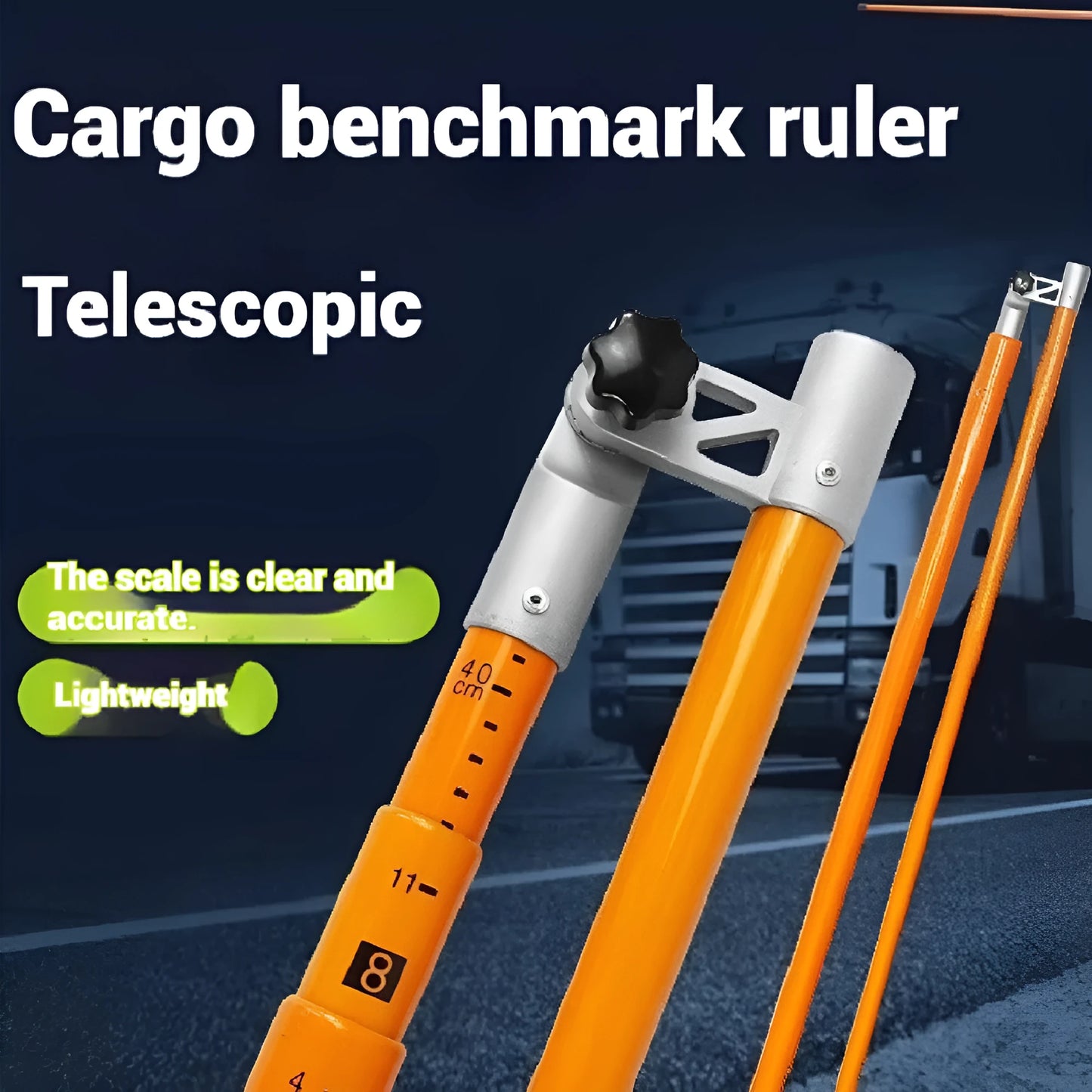 Cargo truck telescopic height measuring rod with glass fibre construction and measurement scale