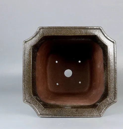 Purple clay glazed ceramic bonsai pot, 26x26x27cm, handmade classical planter for desktop or floor