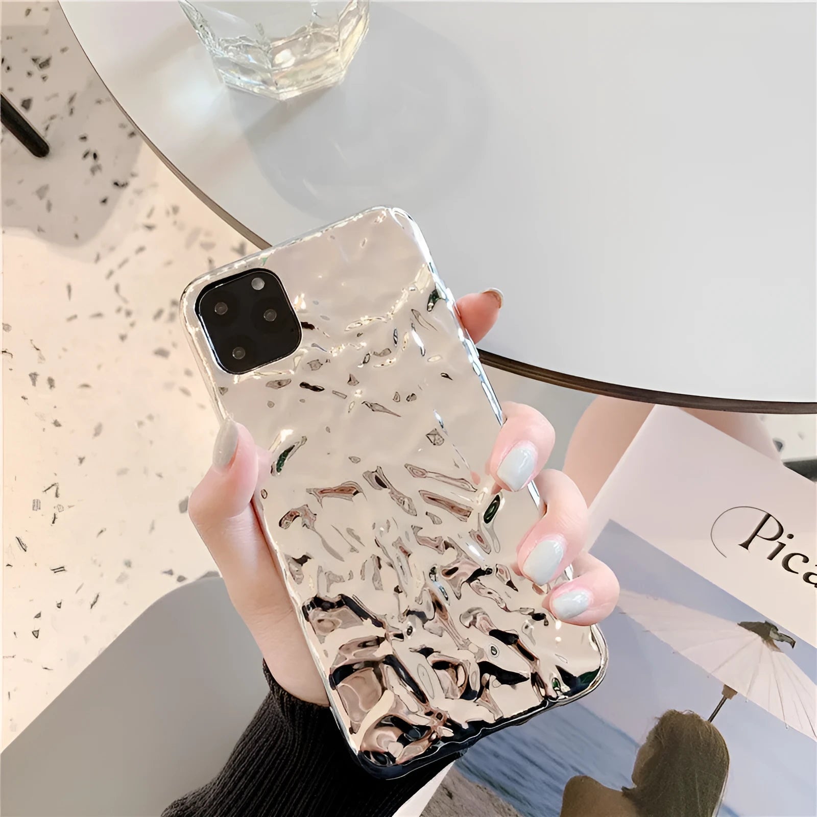Electroplated TPU iPhone back cover case in rose gold or silver colour for multiple iPhone models