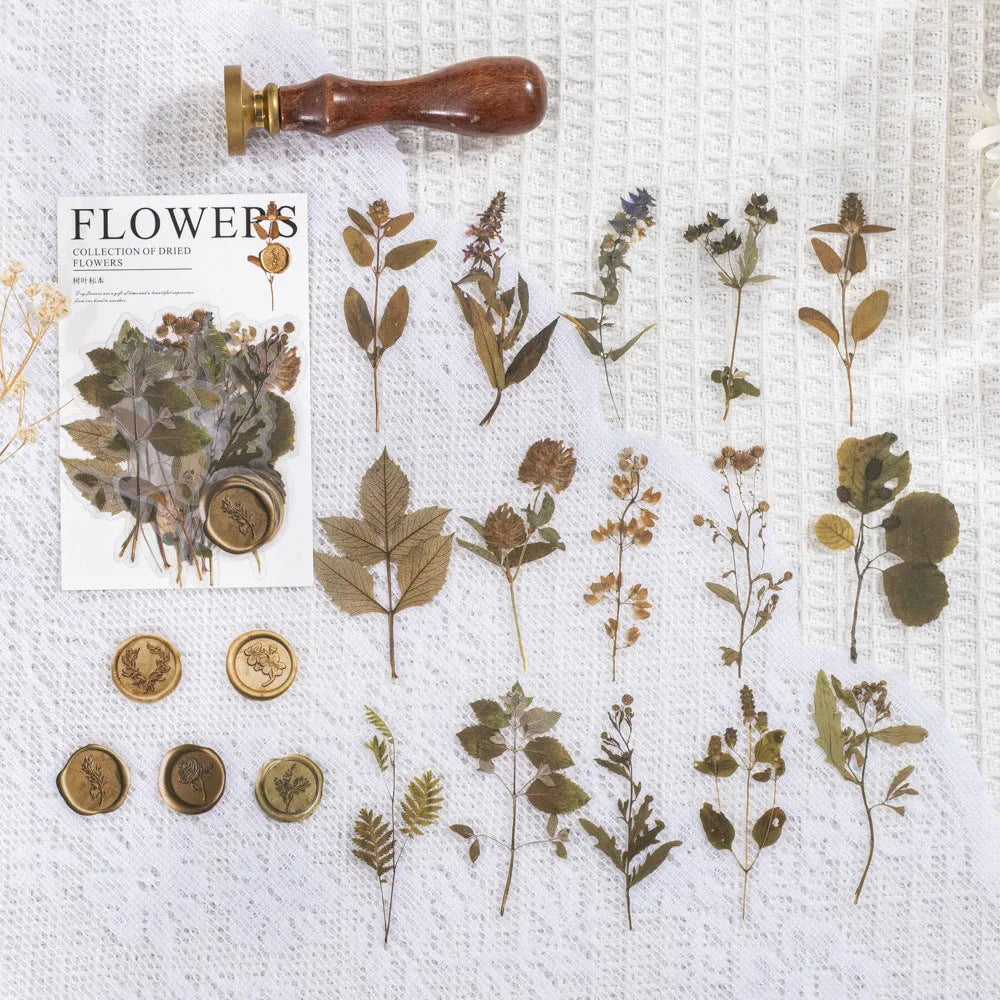 Fire Paint Creative dried flowers sticker package showing 8 modern art designs on 70mm PET sheets