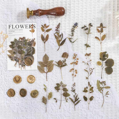 Fire Paint Creative dried flowers sticker package showing 8 modern art designs on 70mm PET sheets