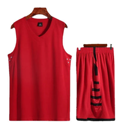 Black and white basketball training vest and pants set for men and women, sizes 2XS to 6XL.