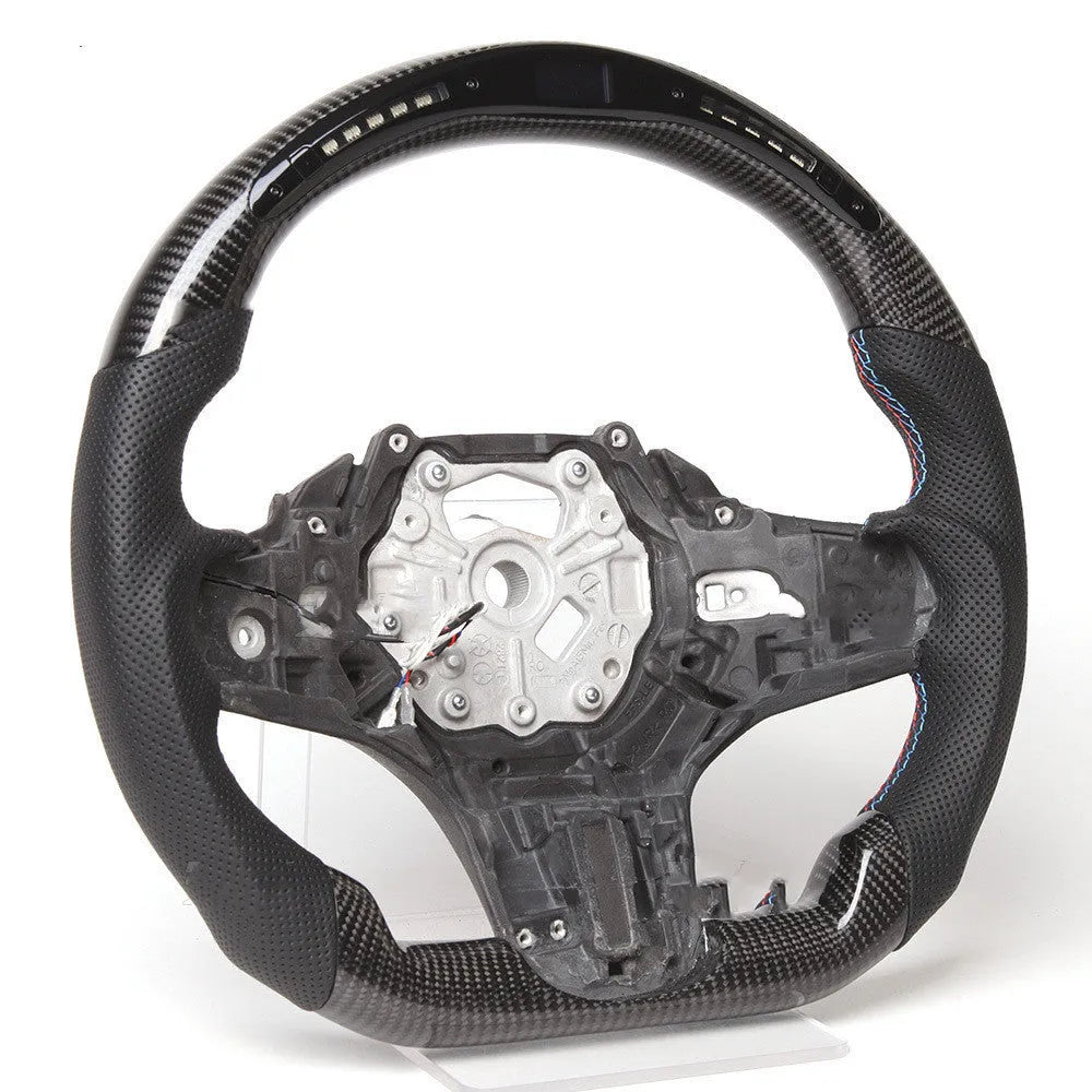 Black carbon fibre BMW steering wheel with LED elements for X3 X5 models