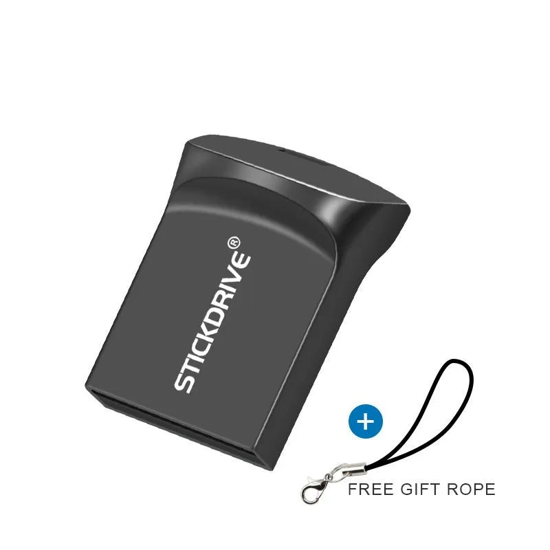 Metal USB flash drive with chain necklace in black or silver colours