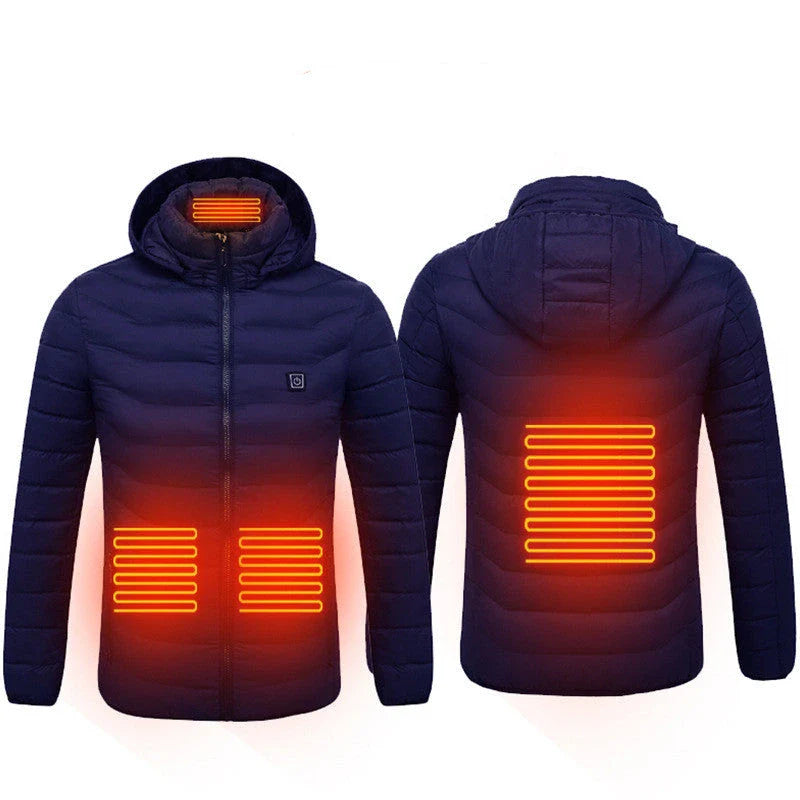Cozy and stylish electric heated winter jacket with USB charging and adjustable temperature settings