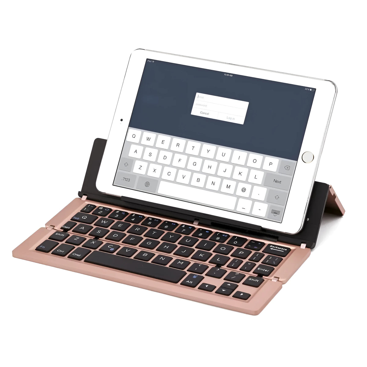 F18 three-fold folding wireless keyboard, aluminium alloy, 58 keys, folded to 22.6cm, in Golden, Grey, Rose Gold, Silvery