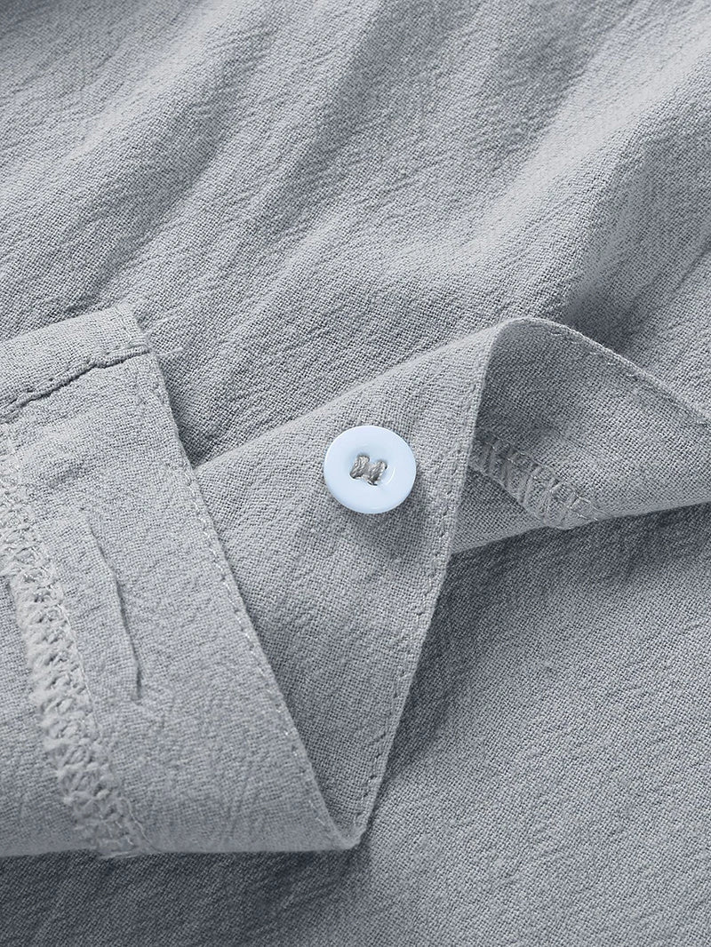 Men's linen-cotton blend short sleeve button down shirt in various colours