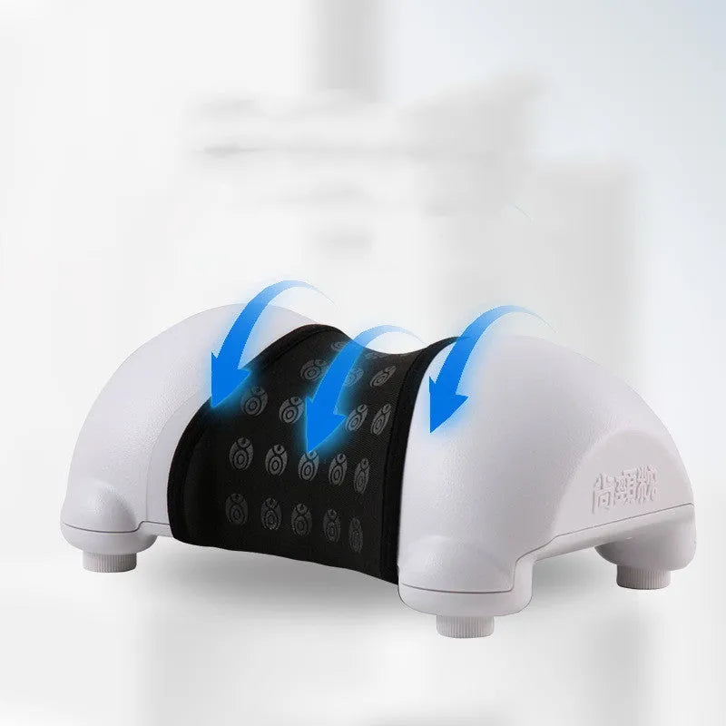 Black and white cervical health pillow using ABS material for physical traction, measuring 24x14.5x10 cm