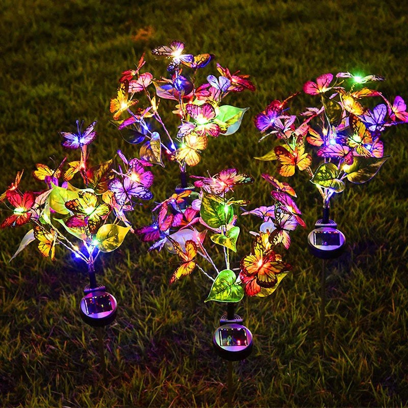 Solar-powered butterfly LED courtyard light for eco-friendly garden illumination