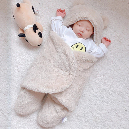 Cozy cotton baby sleeping bag with soft, breathable interior and warm, insulating outer layer