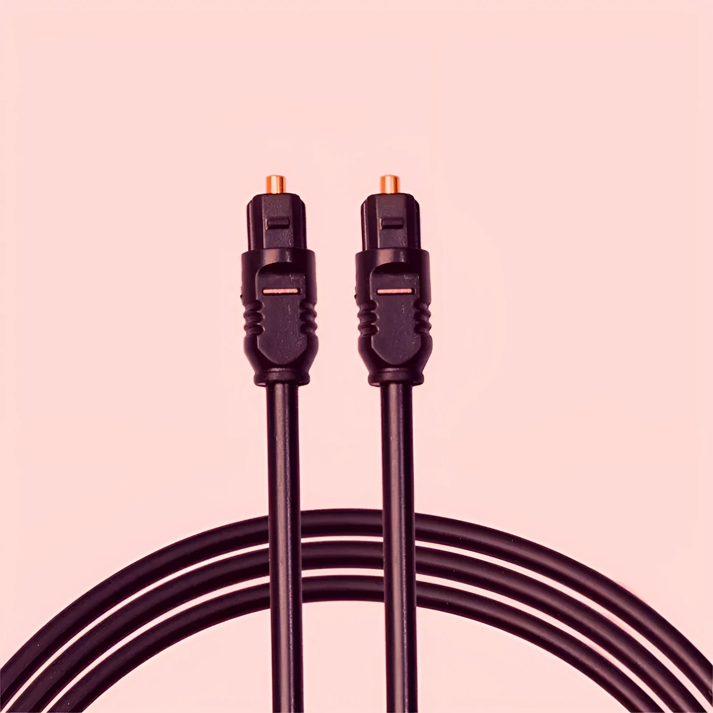 Black 2 metre Toslink digital optical audio cable with square connectors