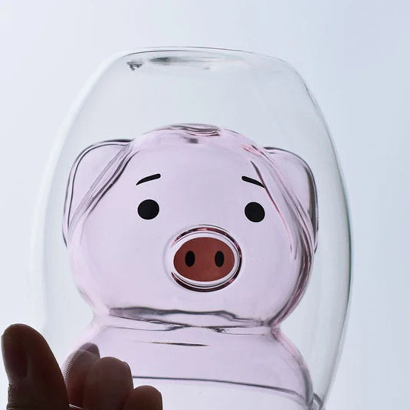 3D double-layer panda cup with skull design for wine, featuring inner Christmas tree pattern