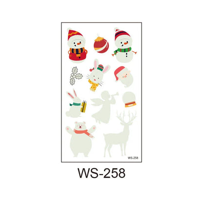 Glowing Christmas Santa Claus tattoo stickers in various festive designs