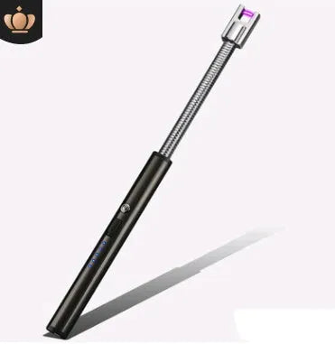Rechargeable windproof electric lighter, 255mm zinc alloy PVD ice plated, USB charging, 360 rotation, multiple colours