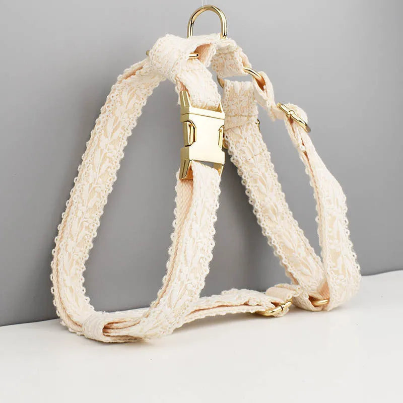 Polyester dog wedding vest collar and leash set with decorative flower and circle band in four size options