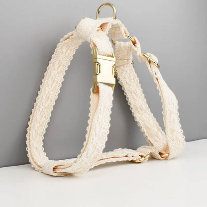 Polyester dog wedding vest collar and leash set with decorative flower and circle band in four size options