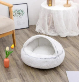 Cozy All-in-One Pet Bed in various colors and sizes, providing a plush and comfortable retreat for cats and dogs