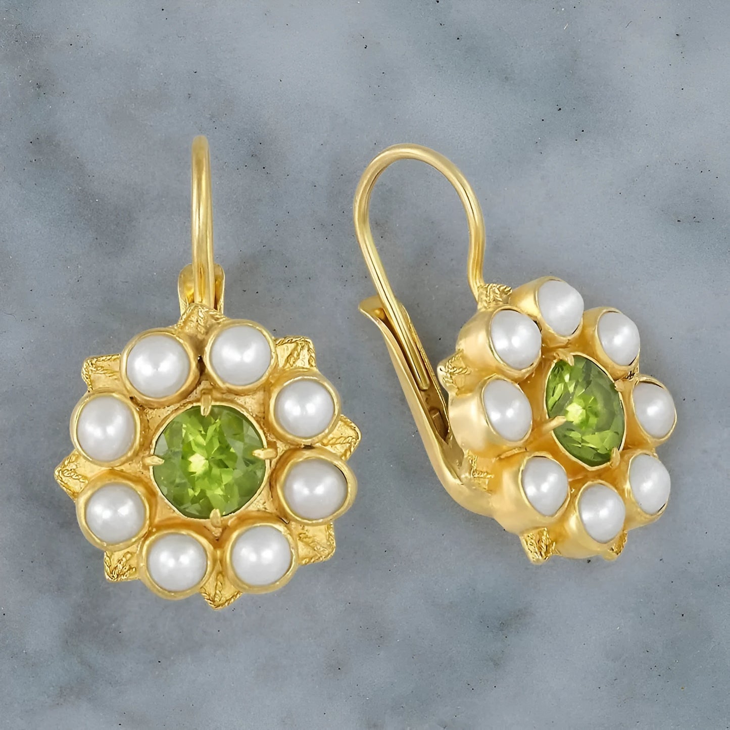 Women's retro golden flower fashion earrings with electroplated gold colour finish