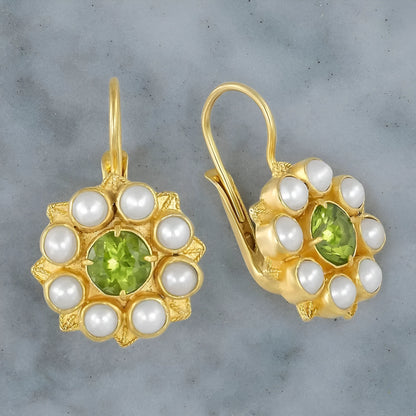 Women's retro golden flower fashion earrings with electroplated gold colour finish