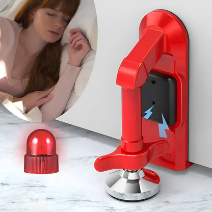 Aluminium alloy portable door lock security device placed under a door handle.