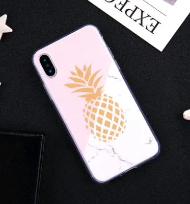 Transparent white soft TPU iPhone case with painted fruit design, compatible with iPhone XR XS Max 5 5s 6 6s 8 7 X