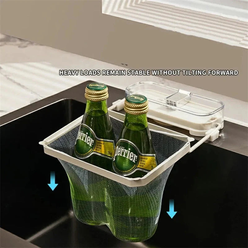 Kitchen Sink Filter Rack with removable suction cups and fine mesh for efficient cleaning