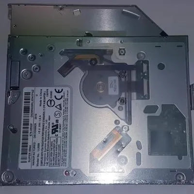 Silver MacBook Pro built-in SATA optical drive with UJ8A8 specification, shown from top.