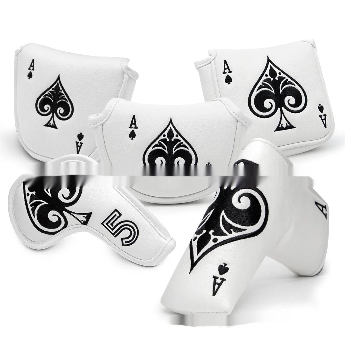 PU golf putter sleeve protection cover accessory shown in available colour options