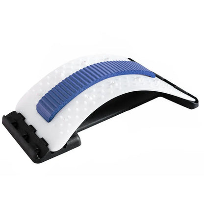 Adjustable back stretcher massager with multiple massage heads for lumbar spine pain relief