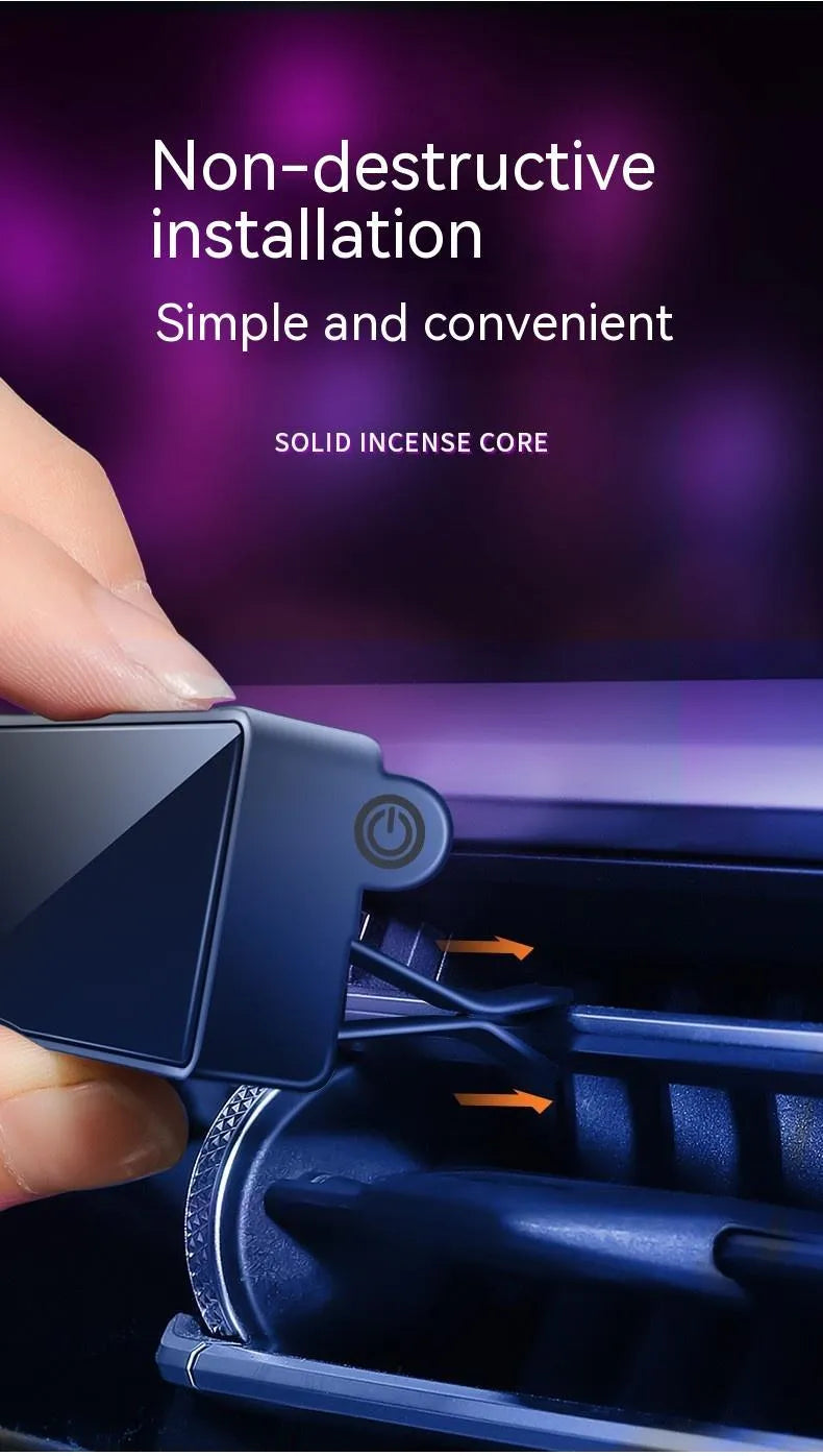 Black car air vent aroma diffuser with LED lighting and fragrance sticks