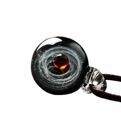 Cosmic Nebula Pendant Necklace featuring a unique blue starry sky design