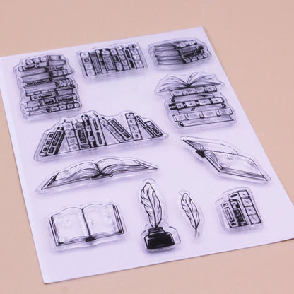 Transparent silicone stamp with self-adhesive backing measuring 11cm by 16cm for craft projects