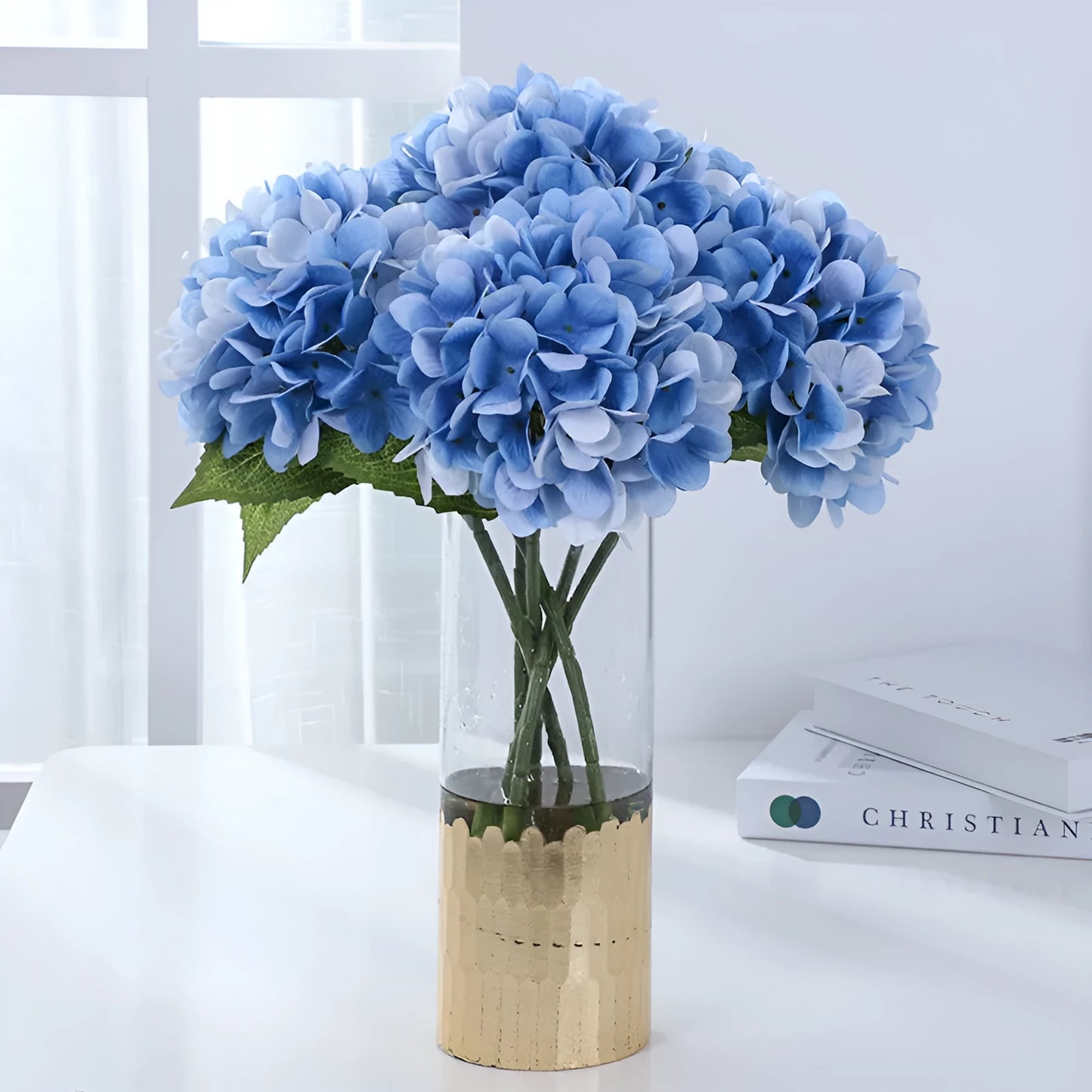 43cm tall white artificial silk flower pincushion decoration for weddings and photography.
