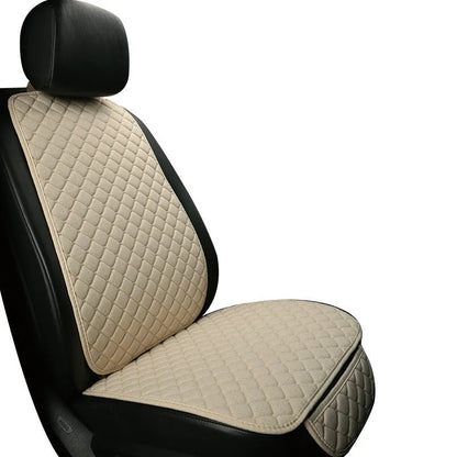 Linen car seat cushion with back support in various colour options including warm cream, coffee and Lafite red