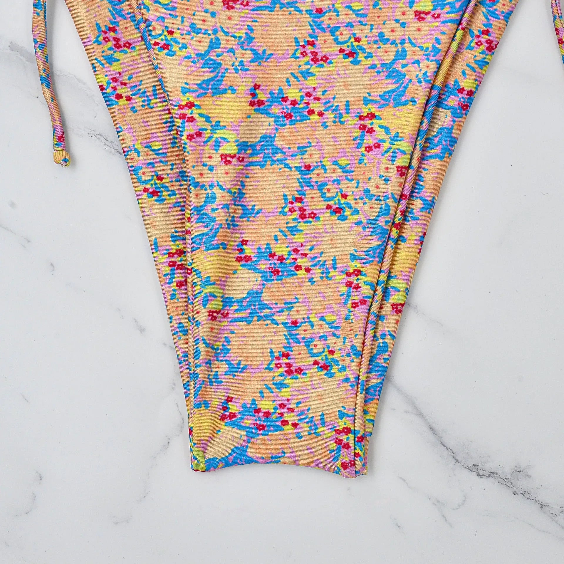 Lace-up front bikini swimsuit with backless European styling in picture colour