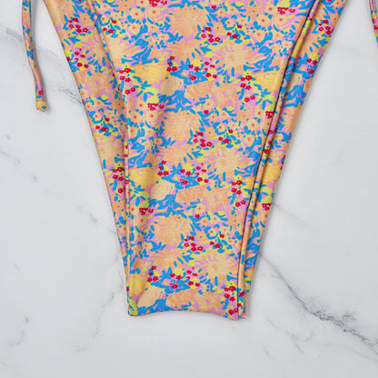 Lace-up front bikini swimsuit with backless European styling in picture colour
