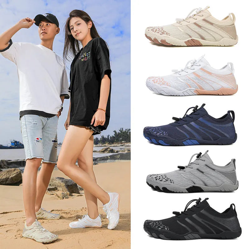 Beach running shoes with Lycra stretch fabric uppers in various colours for upstream sports