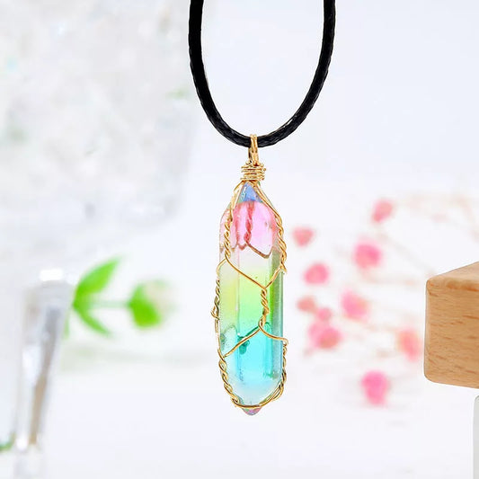 Women's Transparent Geometric Diamond Crystal Necklace with sparkling crystals