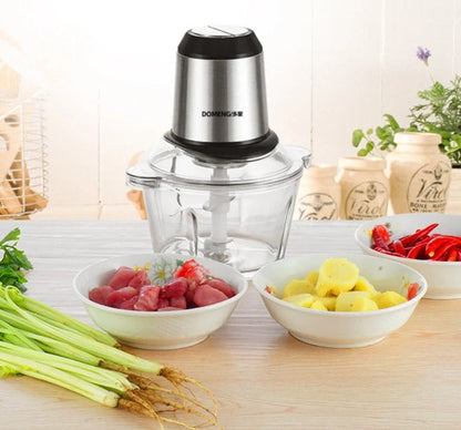 Stainless steel meat grinder mixer with 300W power and compact design