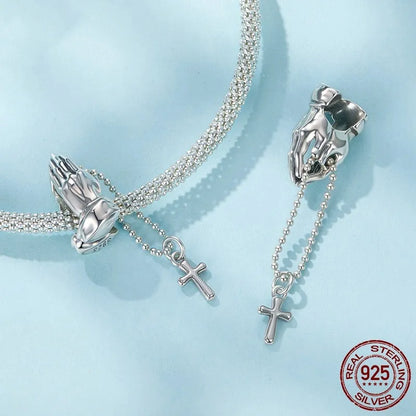 S925 sterling silver chain cross bead with pearlescent treatment, 2.8cm by 0.7cm, 0.45cm aperture, SCC3170 colour