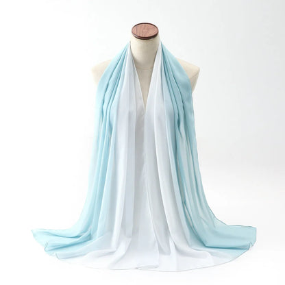 Long chiffon scarf for women in various colours, showing lightweight fabric and 175cm length