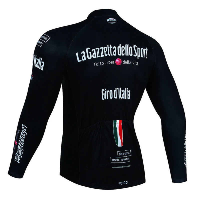 Men's mountain bike long sleeve cycling jersey with breathable fabric for mountain biking and road cycling, available in seven patterned colours and sizes XS to XXXXL for unisex wear with moisture-wicking properties.