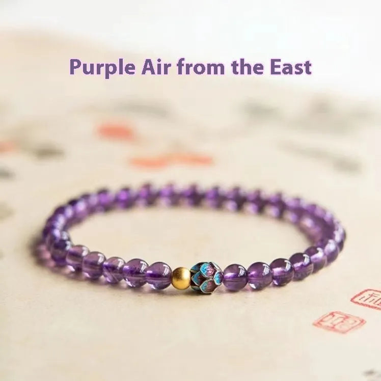Women's lotus bracelet in nine purple colour with retro design and mixed materials