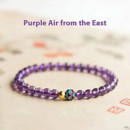Women's lotus bracelet in nine purple colour with retro design and mixed materials